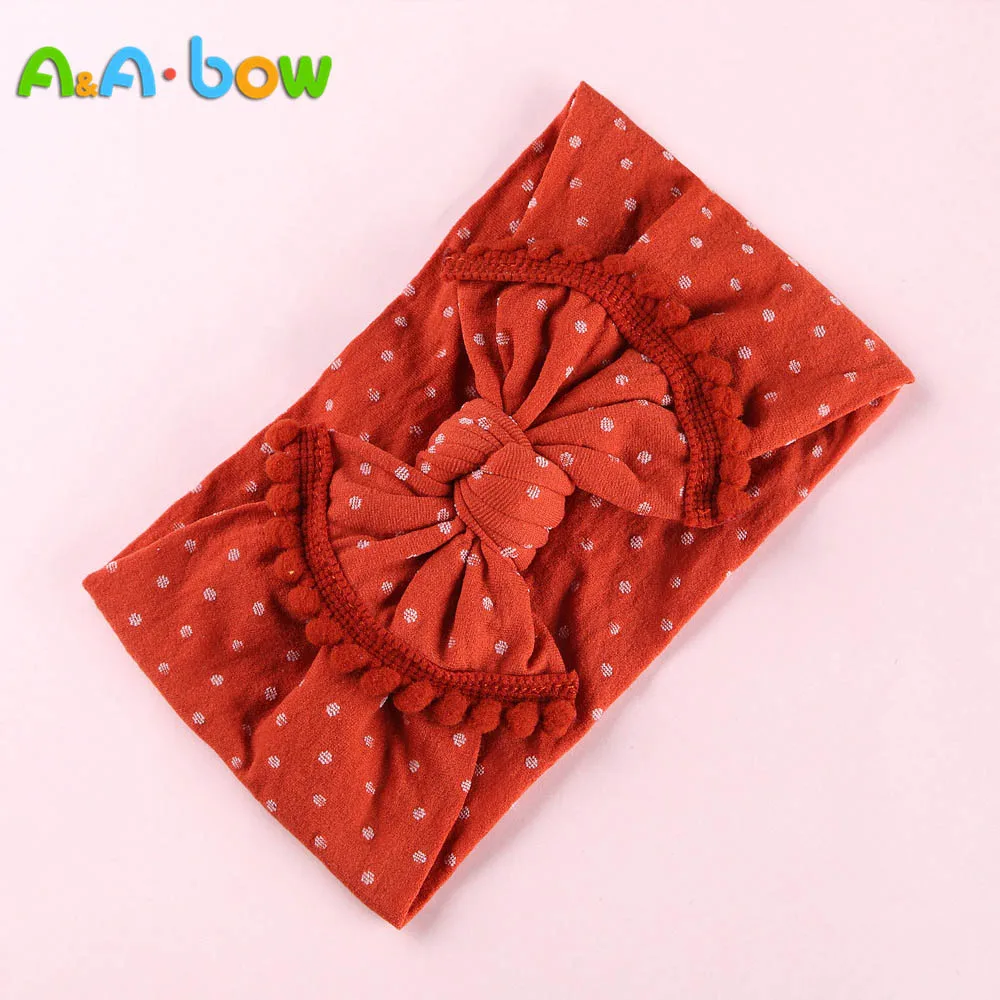 1PCS New Fashion Baby Dot  Nylon Headbands, edging ball Nylon Bow Head wrap, Knot Nylon Headwear Turban, Girls Hair Accesseries baby stroller mosquito net Baby Accessories