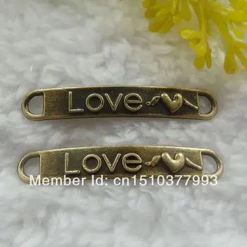

176 pieces antique bronze love connector 38x6mm #082