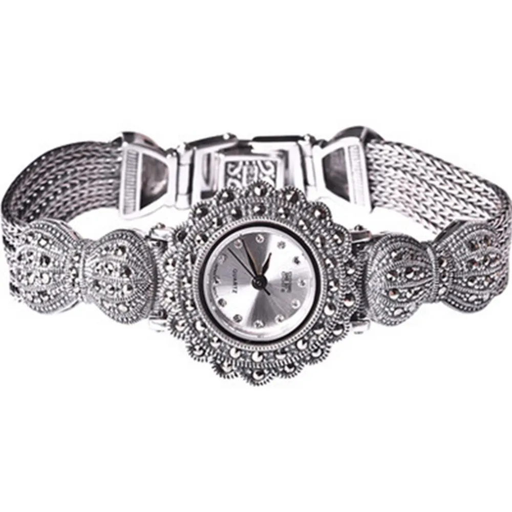 Женские винтажные часы Jade Angel браслет с марказитом из тайского стерлингового