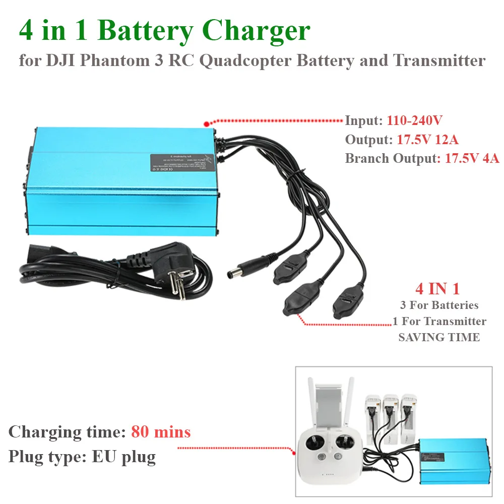 4 In 1 Lipo Battery Charger For DJI Phantom 3 RC Quadcopter Lipo Battery And Transmitter 4 In 1 Lipo Battery Charger For DJI Phantom 3 RC Quadcopter Lipo Battery And Transmitter