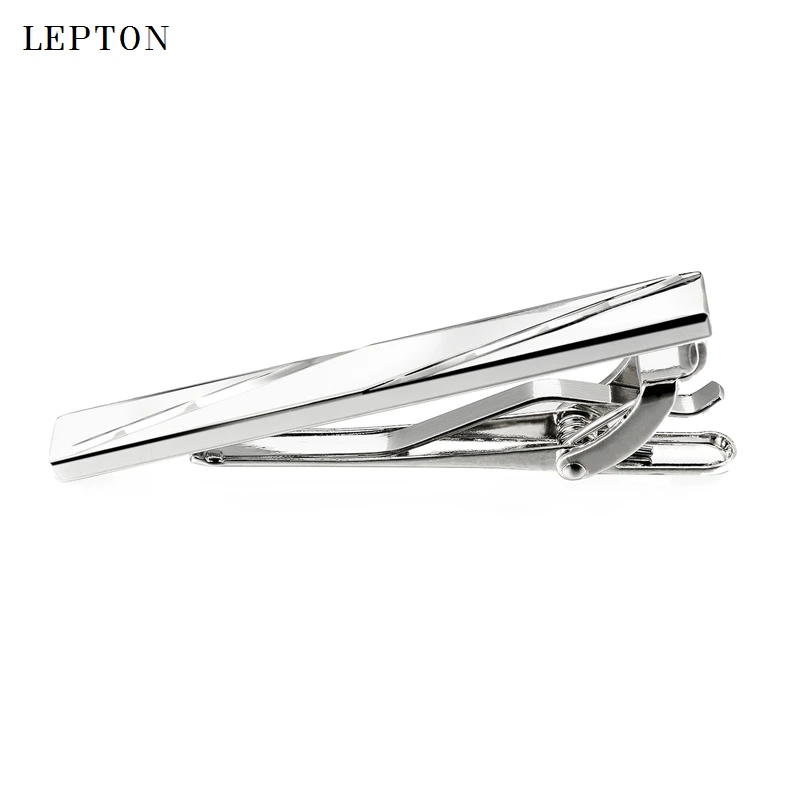 

Lepton Brand Men Skinny Tie Clip Pins Short Silver color Men Metal Necktie Tie Bar Chrome Clamp Stainless Steel Plain Tie Clip
