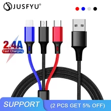 JUSFYU 3 in 1 USB Cable For iPhone XS Max XR X 8 2.4A Charging Charger Micro USB Cable Mobile Phone USB Type c Type-c Cable Cord usb 3 1 type e to usb 3 0 motherboard 19pin 20pin cable 20cm for asus rog maximus ix formula strix z270i z270g usb 3 1 type e