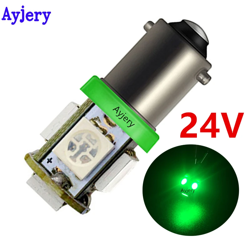 

AYJERY DC 24V 30/50 pcs W6W BA9S 5050 5 SMD LED Car Light Wedge Marker LED Car Truck Indicator Signal Light Turn Tail Light Bulb