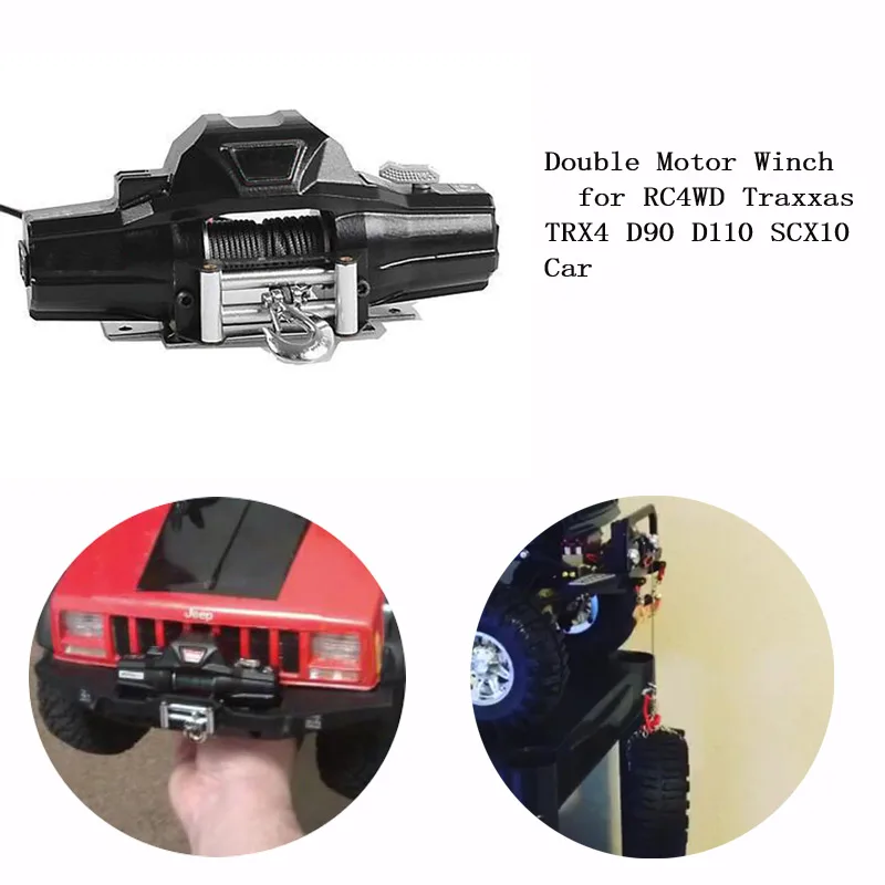 

Double Motor Winch w/ Wireless Remote & Receiver for 1/10 1/8 Crawler Car Traxxas TRX4 SCX10 D90 D110 RC4WD vs 1/8 Warn Zeon 10