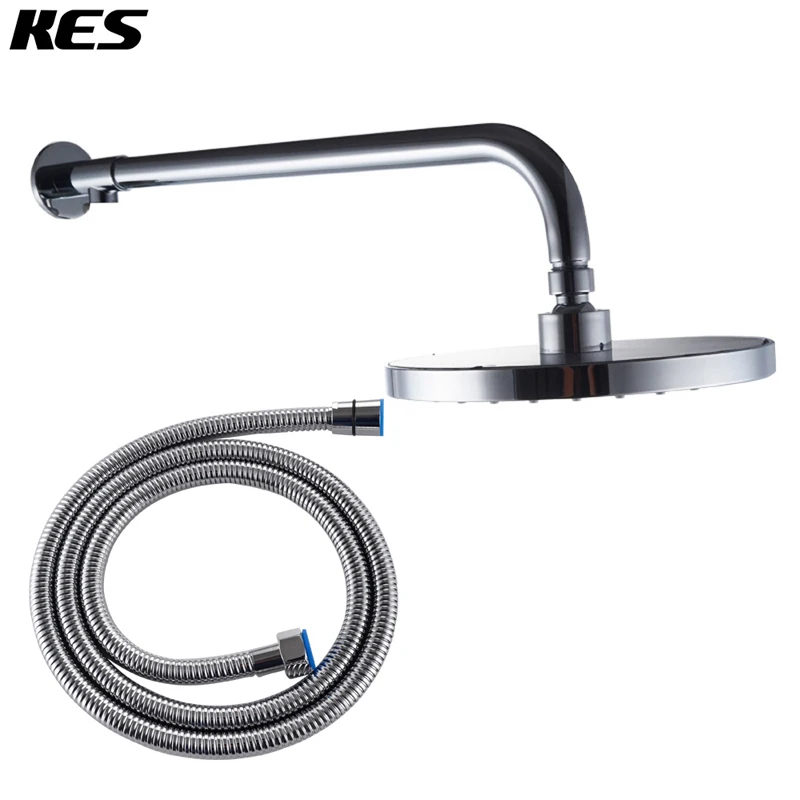 KES Bathroom Shower Arm with Rainfall Showerhead and Hose, 18.7 Inch