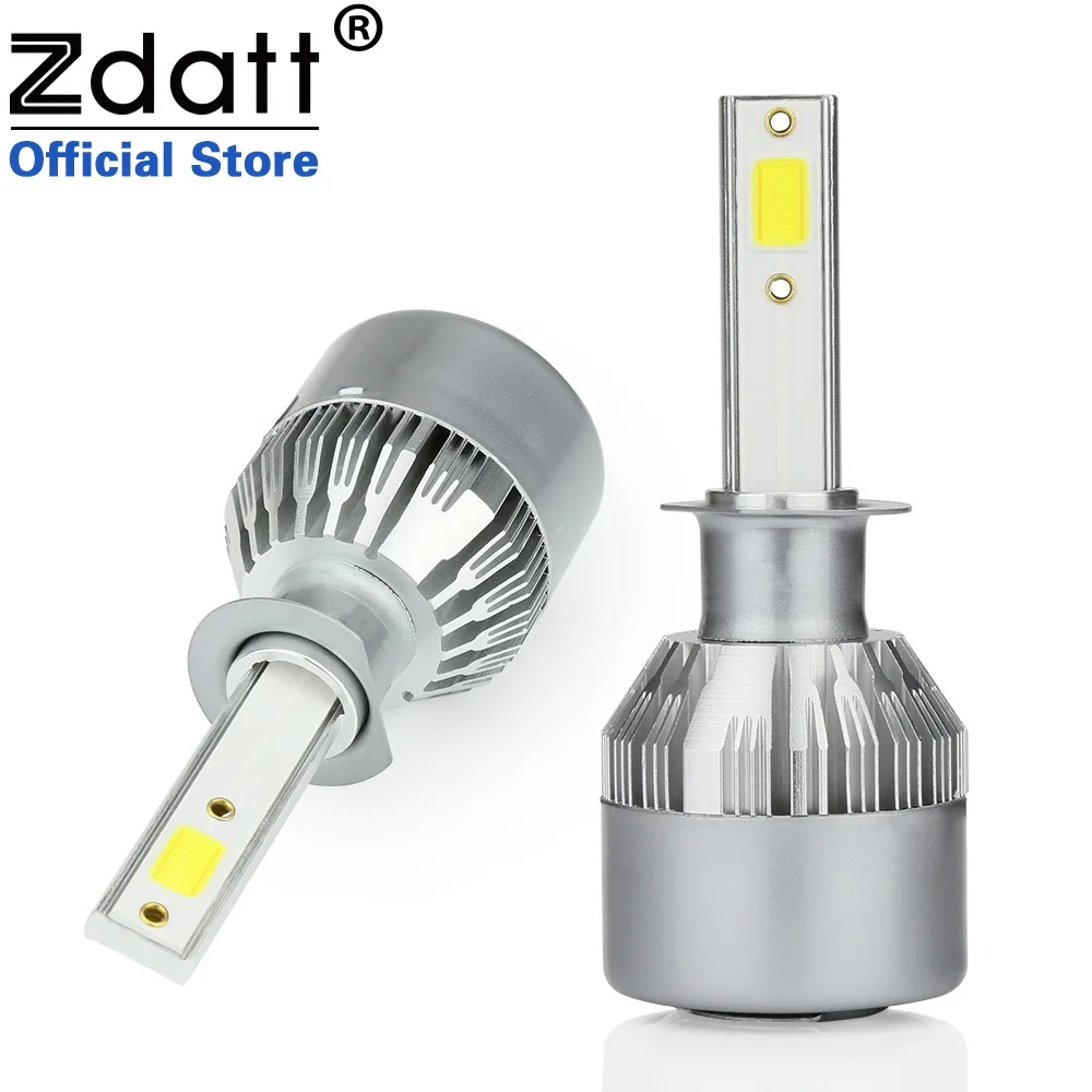 

Zdatt 2Pcs Super Bright H1 Led Bulb 80W 8000Lm Headlights Car Led Light 12V 24V With Fans Automobiles