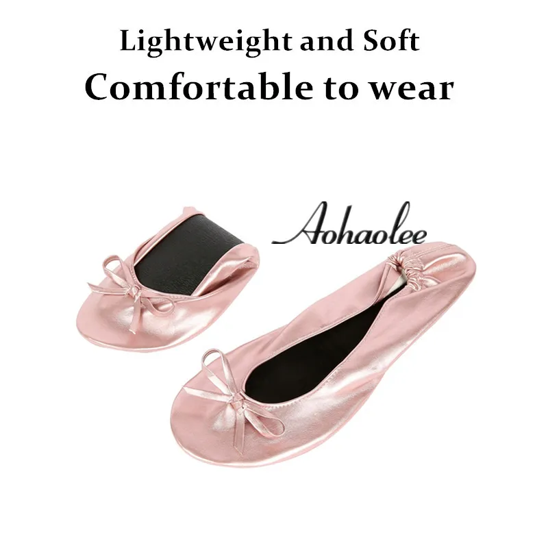 Aohaolee 여성용 접이식 발레 플랫 슈즈, 부드럽고 편안한 신발, 달콤한 휴식, 발 뒤꿈치 통증 완화, 안전한 운전 신발