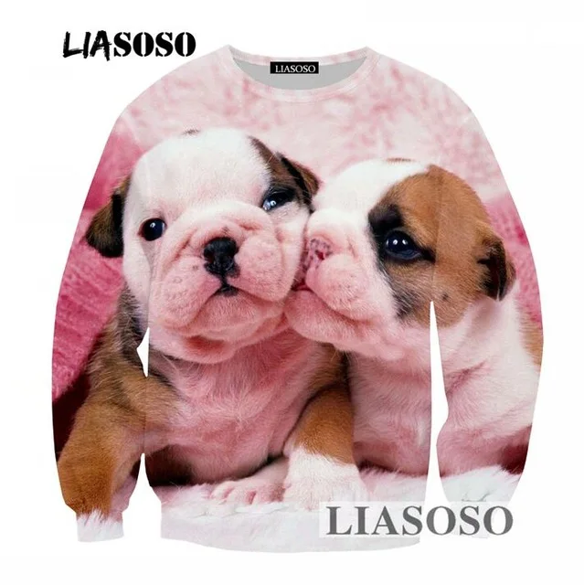 Liasoso harajuku Толстовка милые щенки Пуловеры для женщин Толстовки Для мужчин Для женщин Повседневное с длинным рукавом 3D принтом животных