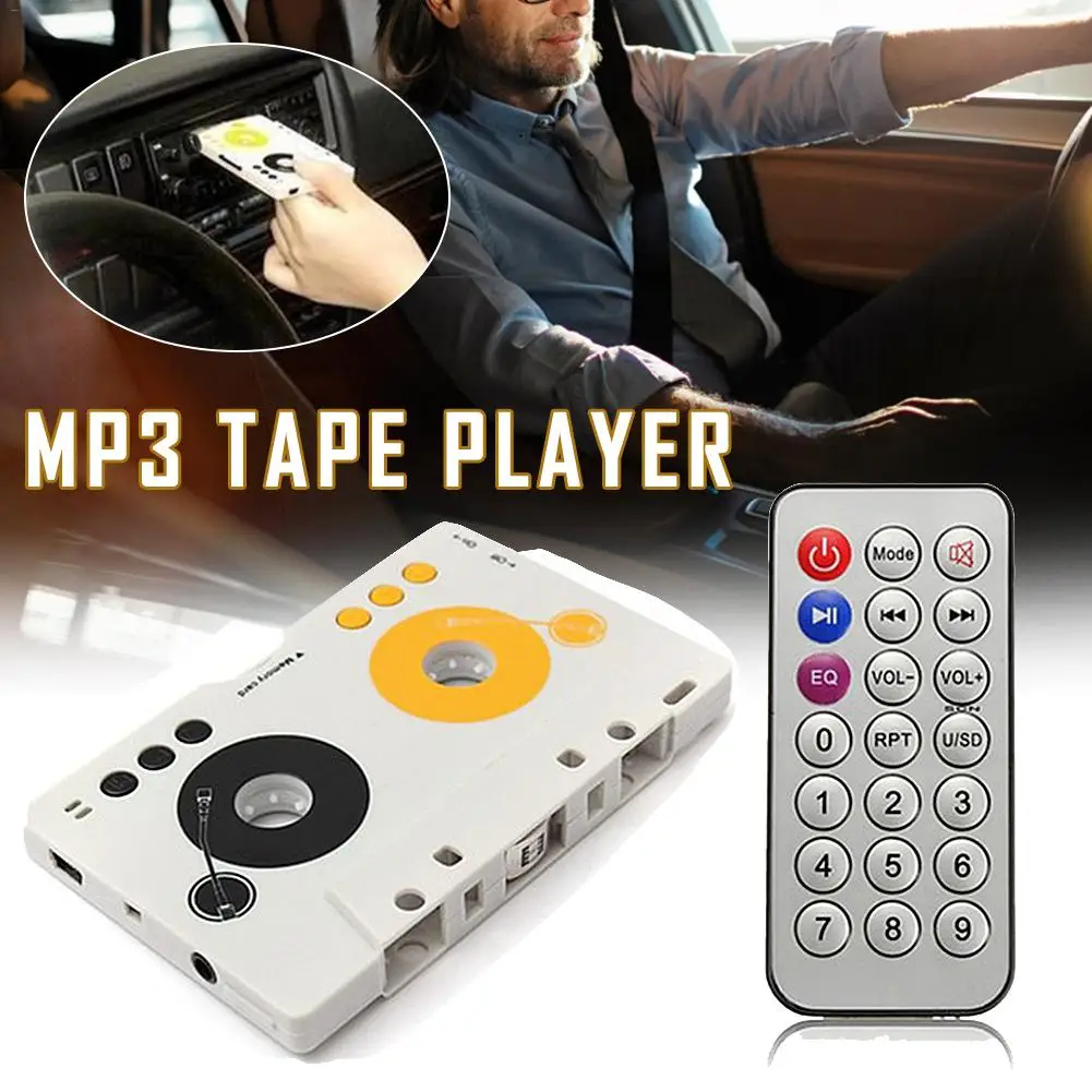 Tanie Przenośny klasyczny samochód kaseta SD MMC odtwarzacz MP3 zestaw adapterów z pilotem Stereo Audio odtwarzacz kasetowy