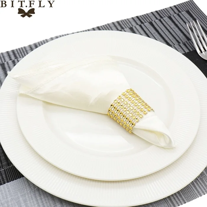 Ivory 50 шт. 30 см настольные салфетки из ткани квадратный атласный тканевый платок для салфеток для свадьбы, дня рождения, дома, вечерние, отеля, золотой, белый - Цвет: Ivory