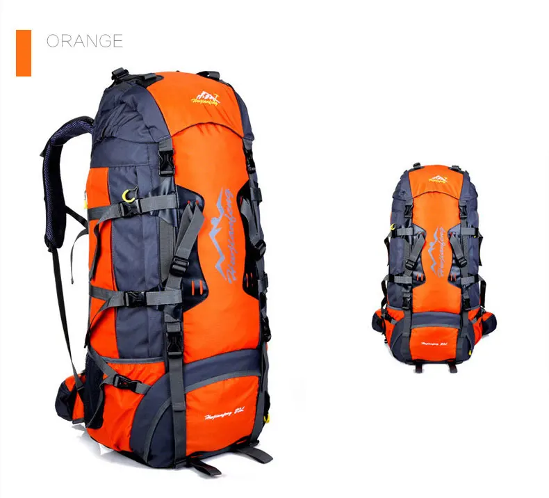 80L Outdoor Hiking Backpack Camping Waterproof Treking Sports Bags Rain Cover Mountaineering Bag Metal Frame Climbing Rucksack