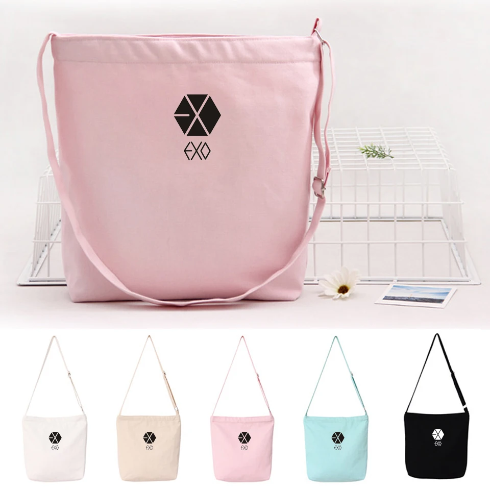 Ceny EXO torba na ramię płótno tornister duża pojemność popularne Idol torby na ramię kobiety torba na ramię mody dziewczyny fanów na co dzień Kpop torebka