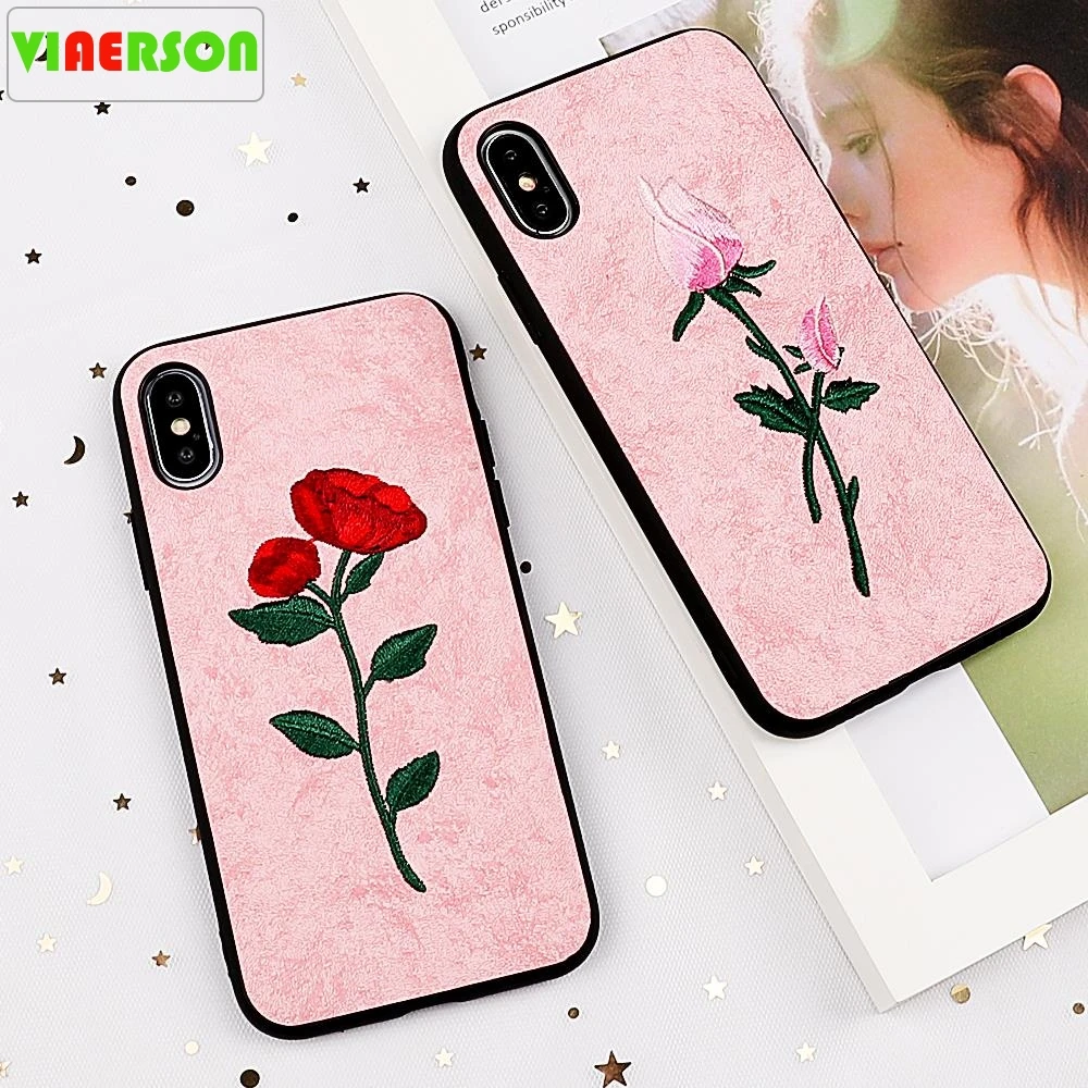Винтажный Вышитый Чехол с цветами для iPhone XS XR Max X 8 7 6 S Plus мягкий IMD полный корпус
