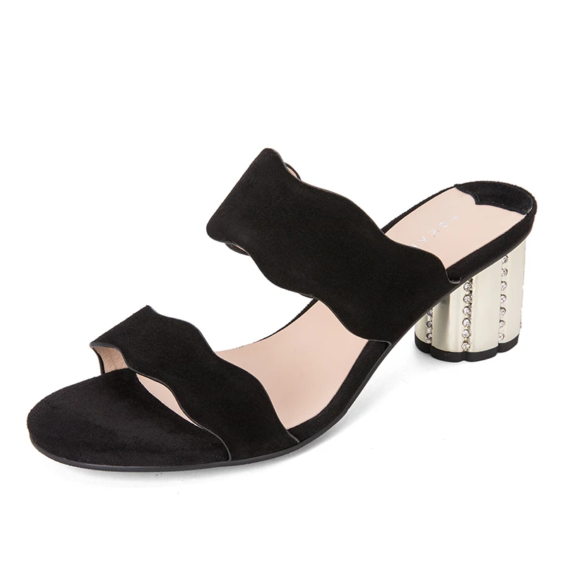 

AOKANG 2018 Summer women shoes high heels women slippers solid Roman shoes woman fashion casual slippers women leisure shoes