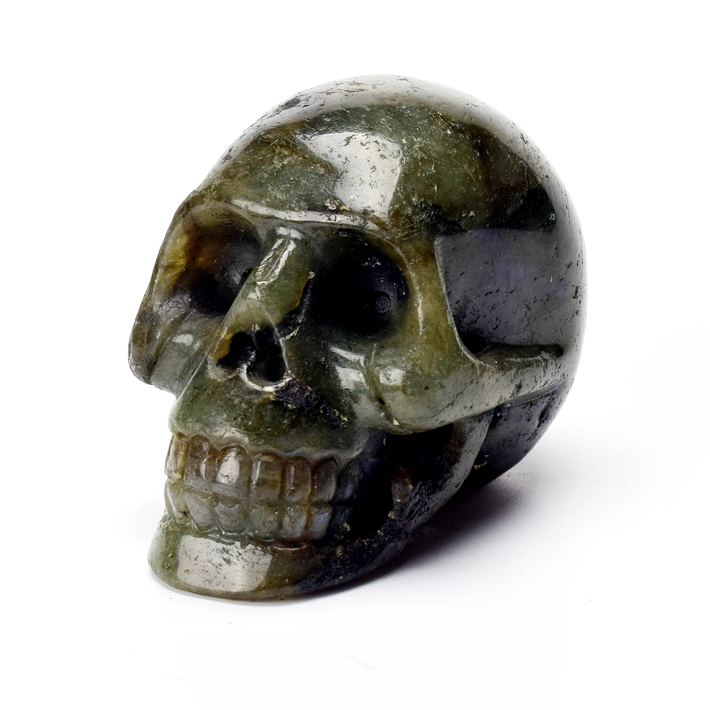 

2.'' Natural Labradorite Skull Hand Carved Crystal Skull Statue Stone Healing Sculpture Mini Feng Shui Figurine Home Decor