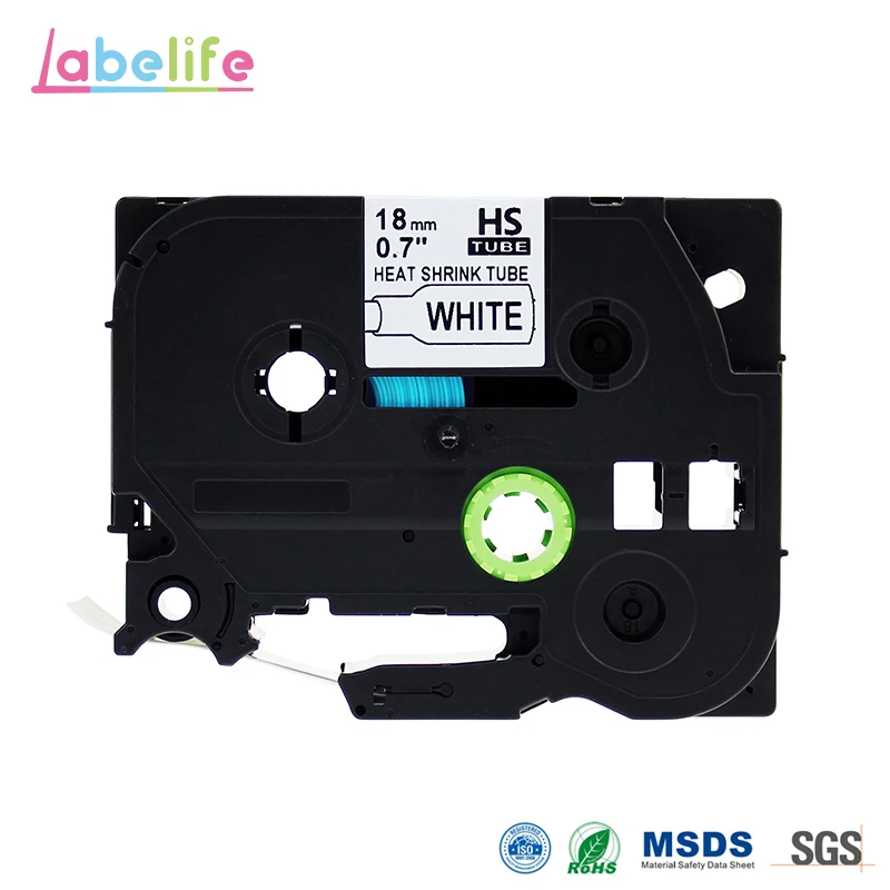 

Labelife HS241 HSE241 HSE-241 HS-241 18mm Black on White Heat Shrink Tube for Brother PTE300 PTE500 PTE550W Label Printers