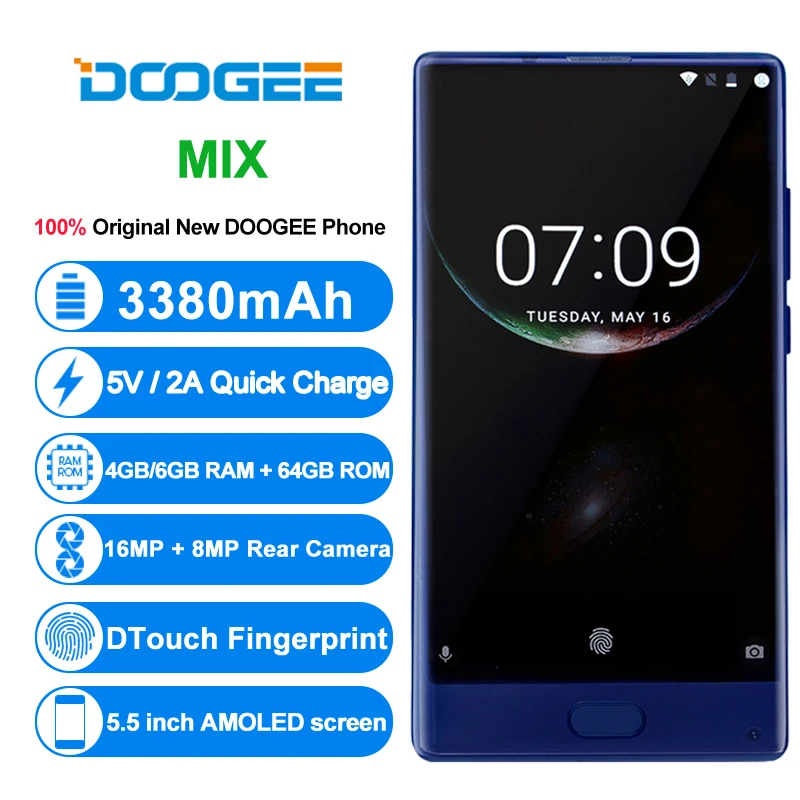 Оригинал DOOGEE смешивания 4G мобильный телефоны android 7 0 B Оперативная память 6