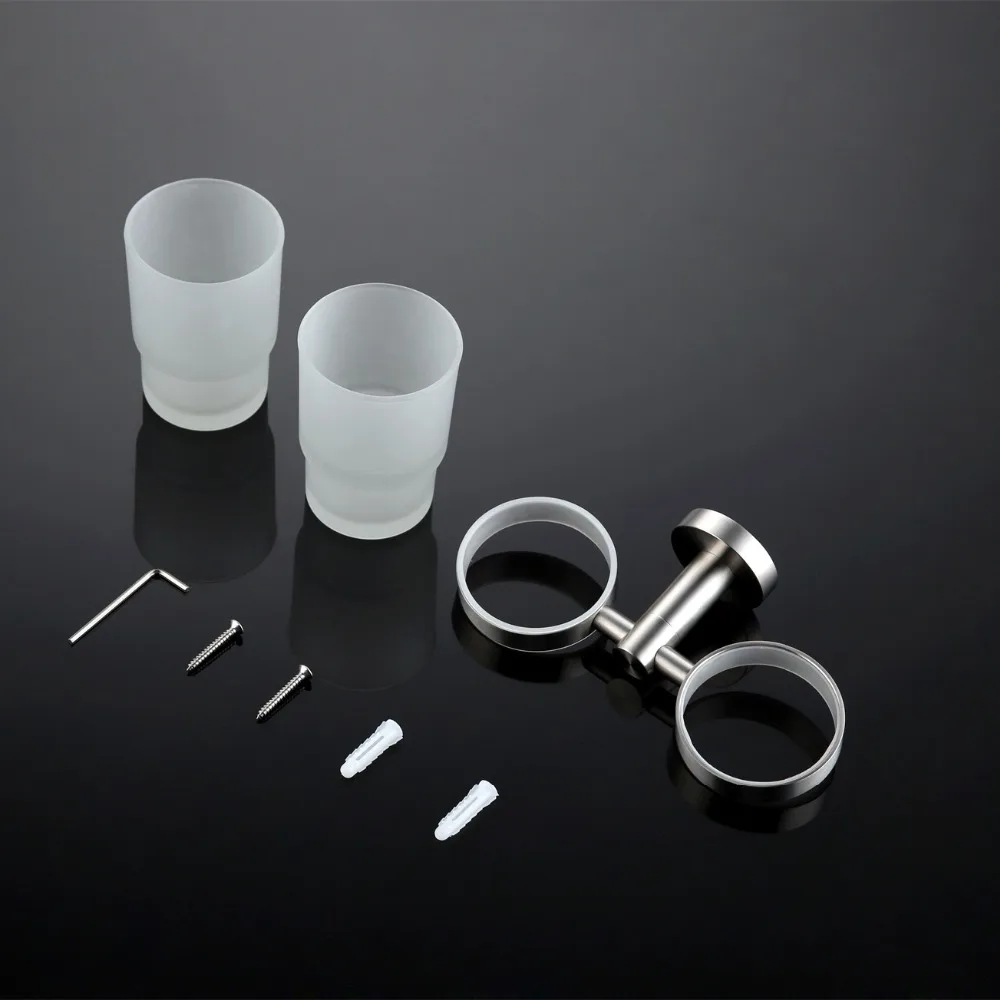 Double Cup Stainless Steel Mouth Cup 304 Stainless Steel Bathroom Wall Mouth Holder Toothbrush Holder Brushing 9184K