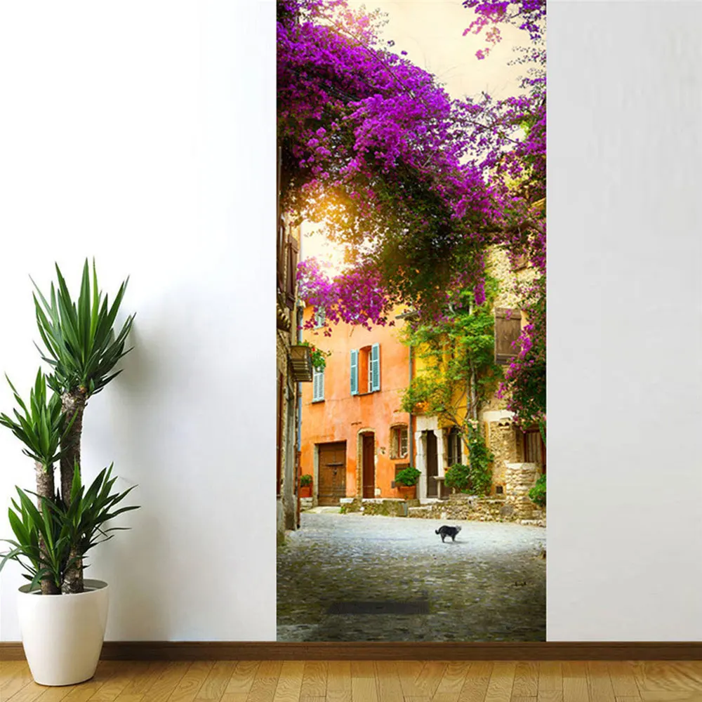 

2Pcs/Set Flower Door Art Decor Home Creative DIY 3D Door Stickers Pattern for Wall Room Home Door Decor Decoration