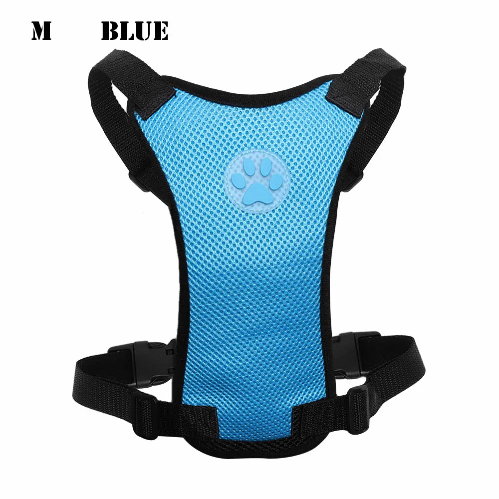 1 шт. мягкая нейлоновая воздушная сетка для щенков, автомобильный предохранительный ремень безопасности, зажим для безопасности, поводок для собак s m l, регулируемый черный, красный, синий цвета - Название цвета: blue M