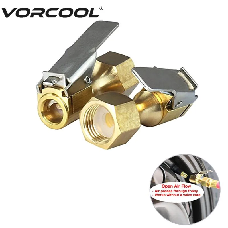 

VORCOOL 2Pcs Open Air Flow Straight Lock-On Air Chuck with Clip for Tire InflatorBrass Air Chuck Tire Inflating Tool Accessories