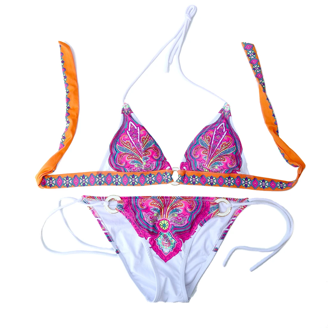 

Women Bikini Pink Print Bikinis Swimsuit Vintage Swimming Suit Female Bathing Suit Sexy Swimwear Design Secret Thick Brazilian