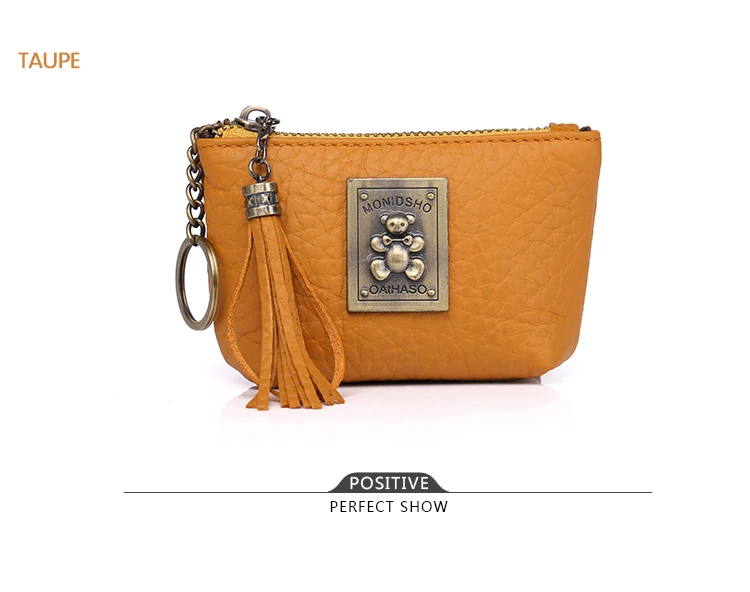 Women Mini Wallets Female Tassel Pendant Short Money Wallets Genuine Leather Lady Zipper Coin Purses Fashion Key Bag  (15)