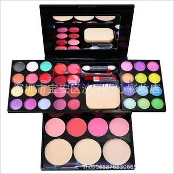 

by dhl 50 sets Eyeshadow Palette Eye shadow+Lip Gloss+Blush Makeup Powder Palette+Puff Brush Pen Tool color Make Up Kit Set