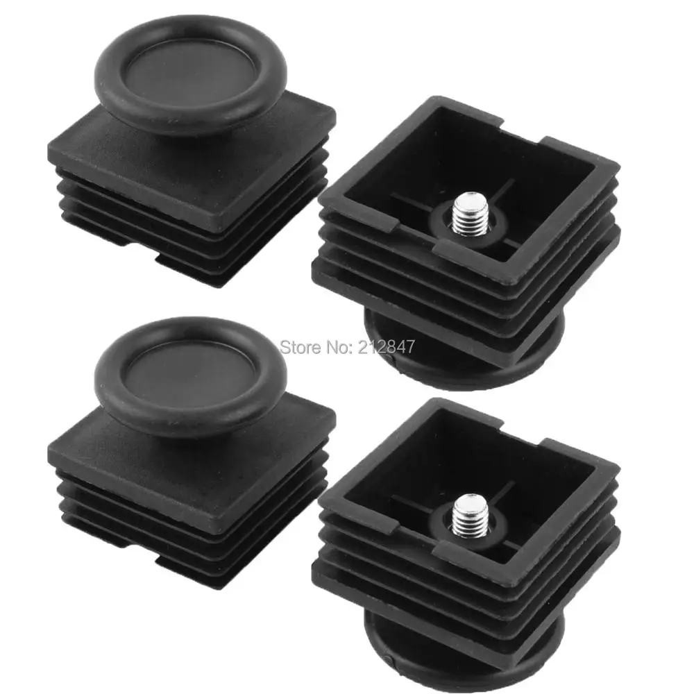 

Desk Adjustable Leveling Foot Square Tube Insert Black 48mm x 48mm 4 Sets