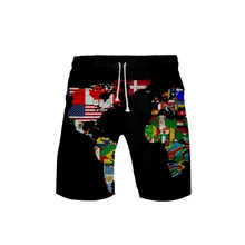 Новая карта мира 3d печать национальная пластина и раздел страны летние мужские модные трендовые шорты популярные повседневные летние шорты