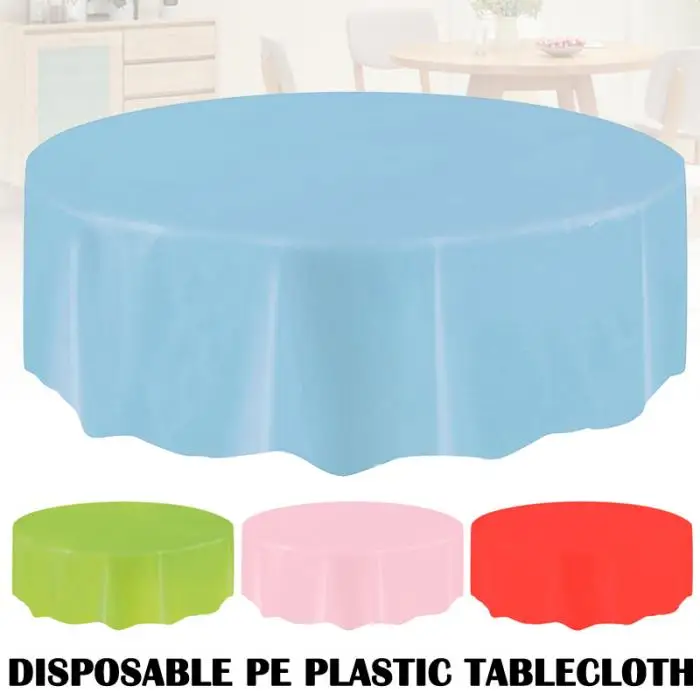 Plastic Circular Table Cloth Cover Disposable Party Home Wipe Clean Tablecloth TB Sale