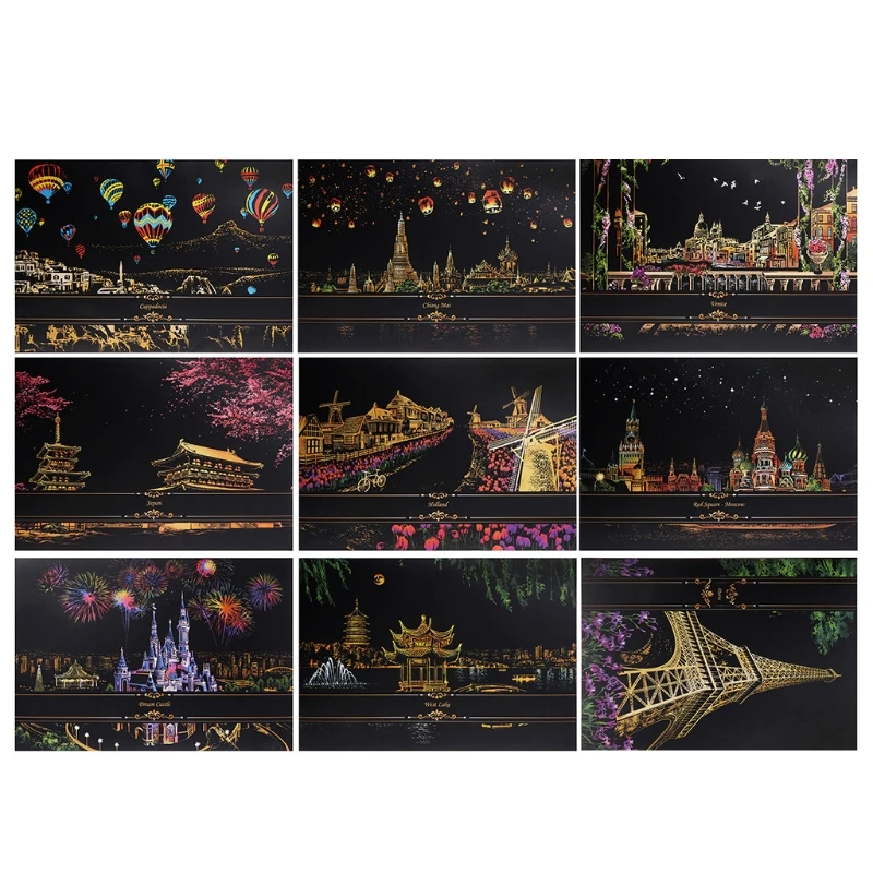 

2 Sheets Scratch Pictures Paper 41x29cm Creative Set Screen Postcard DIY Gifts Post Card
