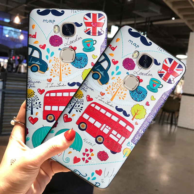 Yuetuo Coque крышка чехол для Huawei Honor 5x5 x мягкий роскошный силиконовые милый назад