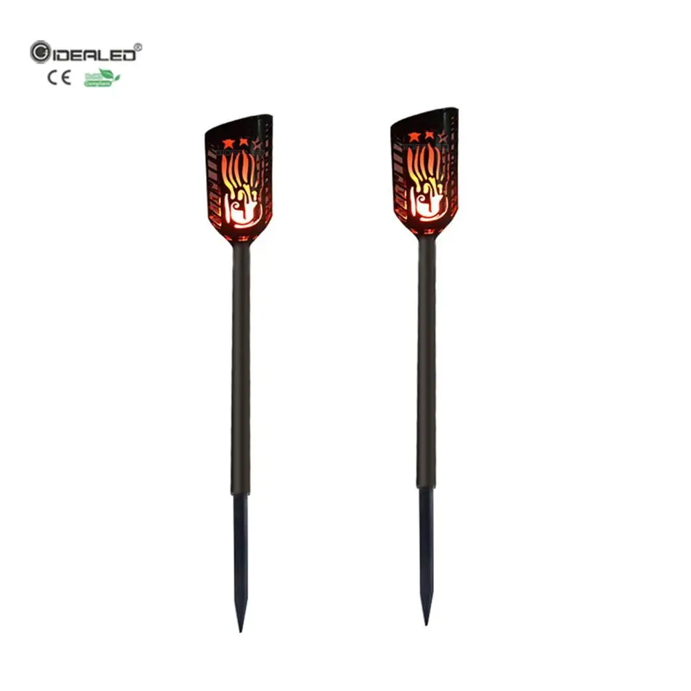 

New Solar Flickering Flames Torches Lamp With 3-Mode Garden Outdoor solar Power lights tiki Landscape Decoration Dusk Light 2pcs