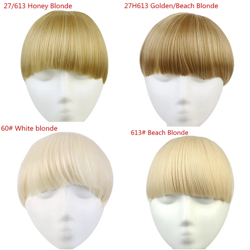 SARLA Synthetic Fake Clip in Bang Hair Extensions Fringe Clip On Blunt Bangs Hairpiece Hair Piece Natural Flase Black Brown B7