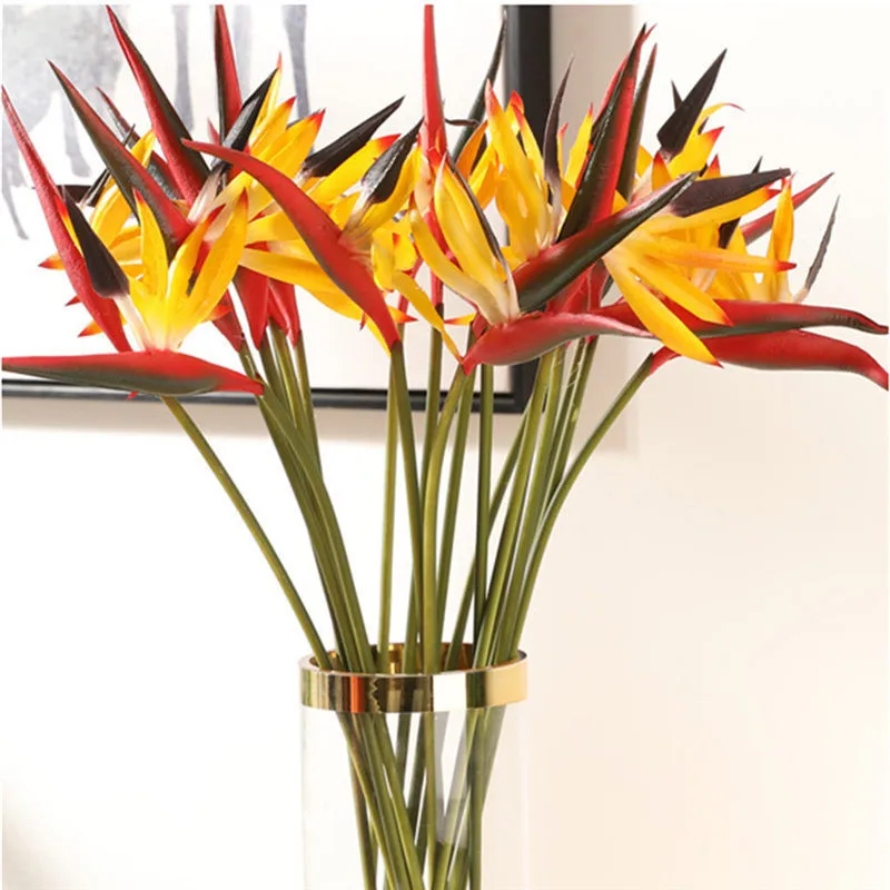 

4PCS Small Size PU Real Touch Heaven Bird Artificial Flores Plant Simulation Fake Flower Wedding Decoration For Home Party Room