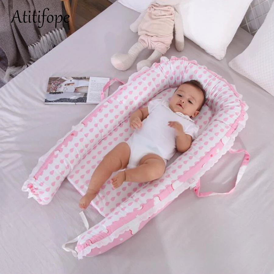 85*50*10cm Baby Cotton Foldable Bed Removable Newborn Crib Portable An Crown Bionic Bed Folding Washable baby crib