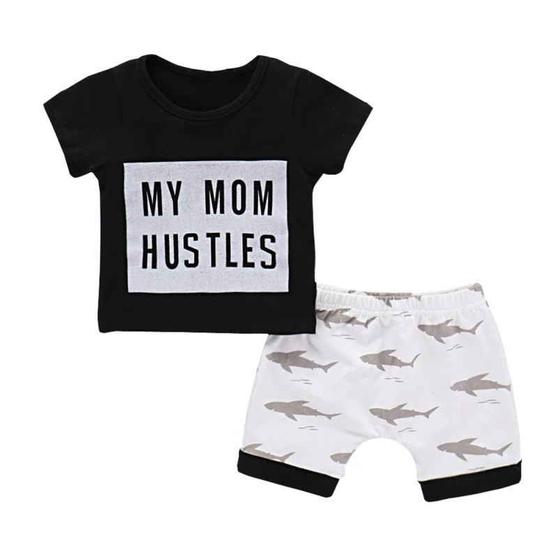 Newborn Clothing Set Casual Baby Kids Summer Short Sleeve Sports Tshirt Shorts Infant Clothes 6-24 Month | Детская одежда и обувь