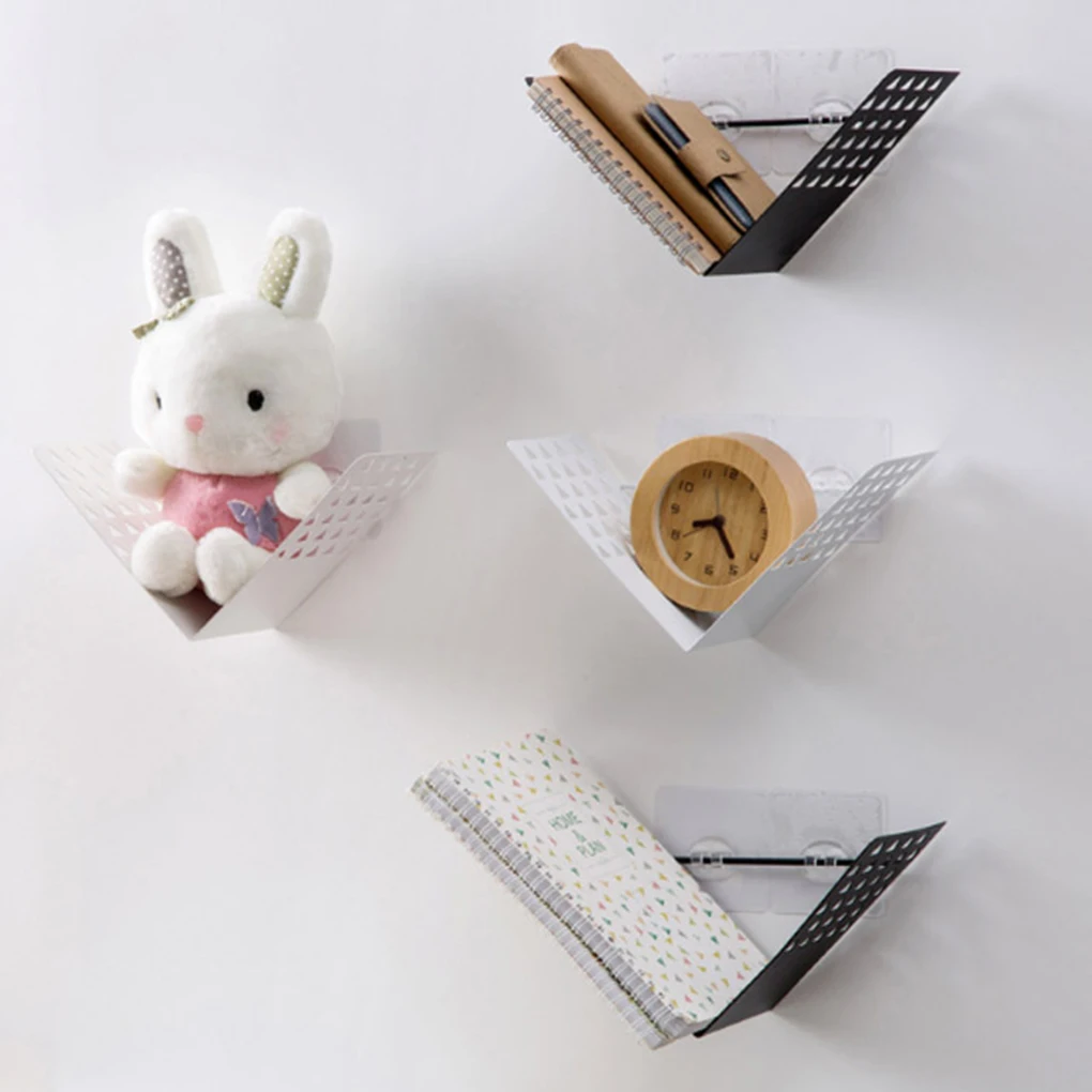 الحديد V على شكل الجوف المعيشة غرفة الكتب الرف الذاتي لاصق الحمام منظم المنزل مكتب تخزين جدار شنقا حامل