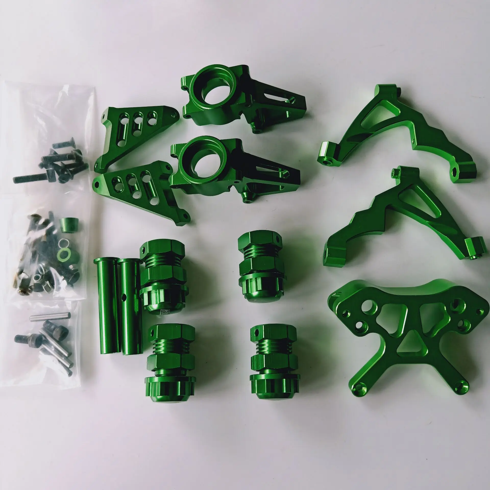 

Green baja set steering wheel hub knuckle arm + wheel nut extender + shock tower for HPI baja KM Rovan 1/5 rc car