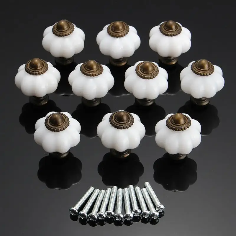 

10pcs/set Furniture Handle Pumpkin Ceramic Door Knobs Cabinet Knobs Handles for Furniture Drawer Cupboard Kitchen Pull Handle