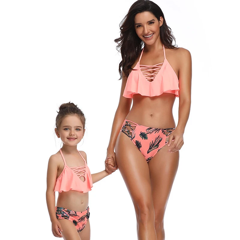 Z-LAI Parent-child Swimsuit Ruffle Sexy Beach Bikini Set Printing Mother And Daughter Swimwear For Women 2019 Summer New Z-LAI Parent-child Swimsuit Ruffle Sexy Beach Bikini Set Printing Mother And Daughter Swimwear For Women 2019 Summer New
