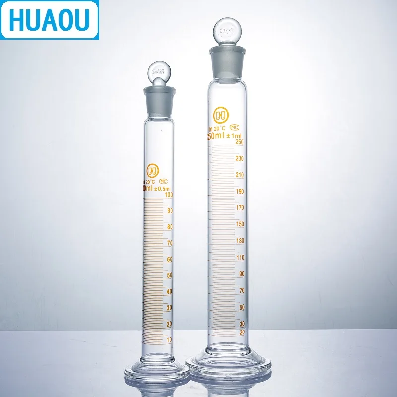 HUAOU 25mL Measuring Cylinder with Ground In Glass Stopper Graduation Glass Round Base Laboratory Chemistry Equipment