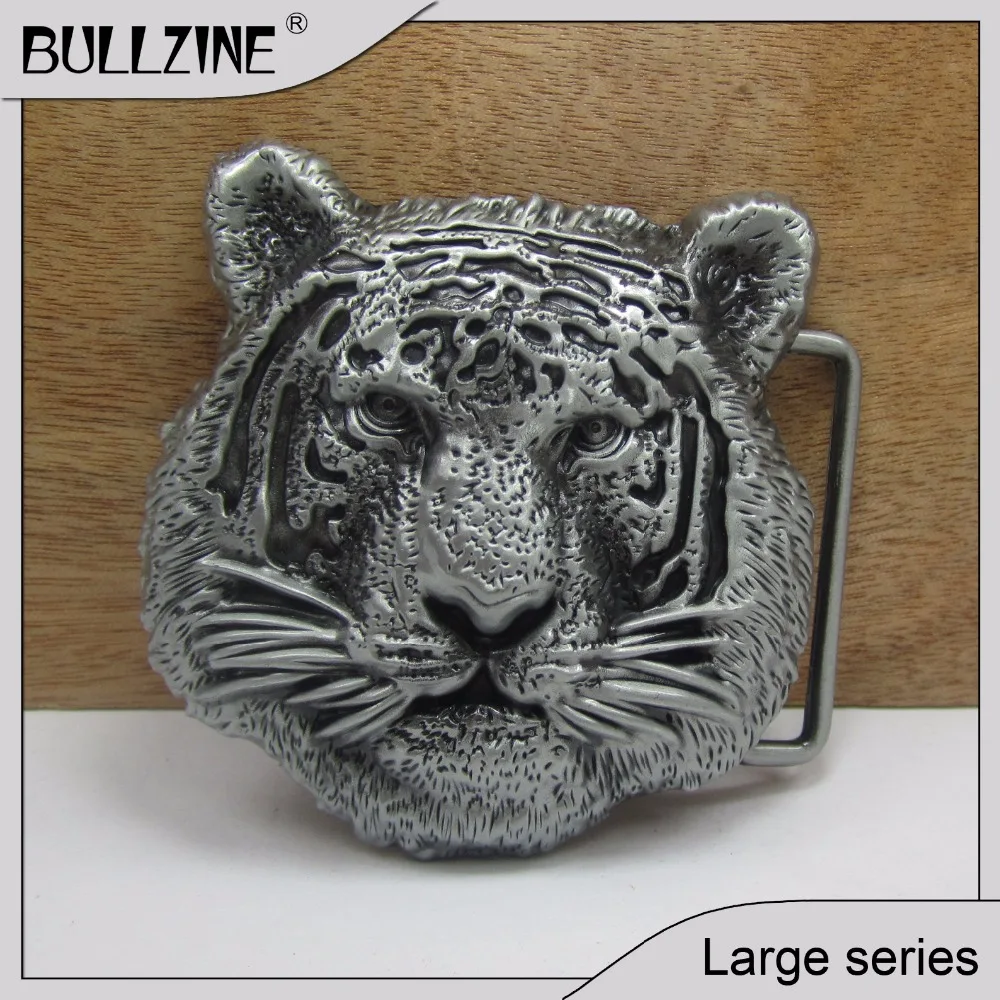 

The Bullzine Tiger belt buckle with pewter finish FP-02780 suitable for 4cm width belt