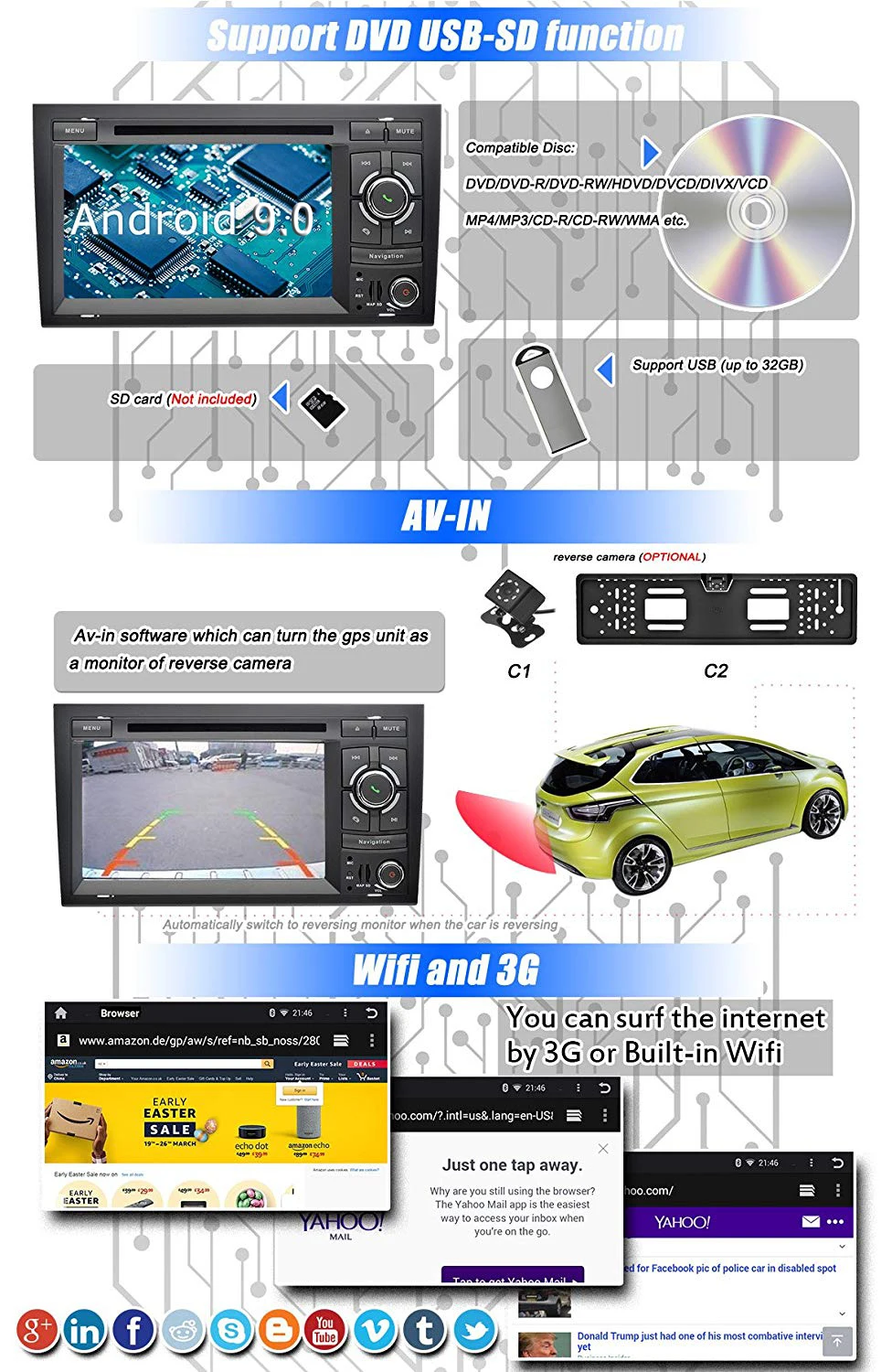 Flash Deal Android 9.0 Car DVD Player for for Audi A4 S4 RS4 2002-2007 Seat Exeo with WiFi BT GPS 5