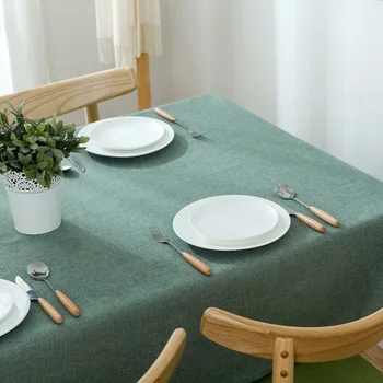 

Solid Color Cotton and Linen Dining Table Cloth Blue/green/emerald/grey Oil Cloth Tablecloths Coffee Table Cover Camino De Mesa