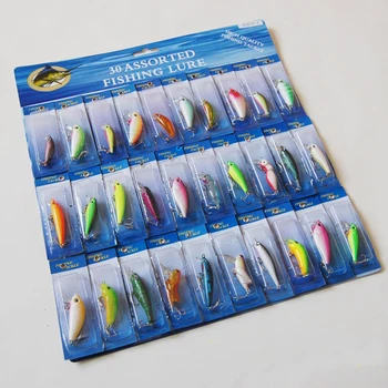 

30PCS Fishing Lure Lures Floating Minnow artificial bait hook 8.5cm/12.7g