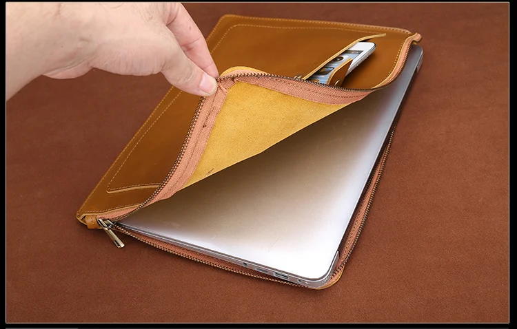Водонепроницаемый из натуральной яловой кожи 13 дюймов и 15 дюймов Macbook air ipad внутренний вкладыш планшет Защитная куртка для чехол для ноутбука