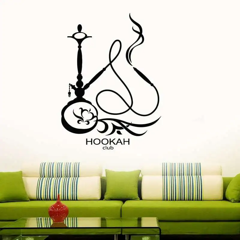 DCTAL Hookah Shop Decal Man Sticker Wall Decal Shisha Smoking Smoke Arabic Vinyl Stickers Art Mural