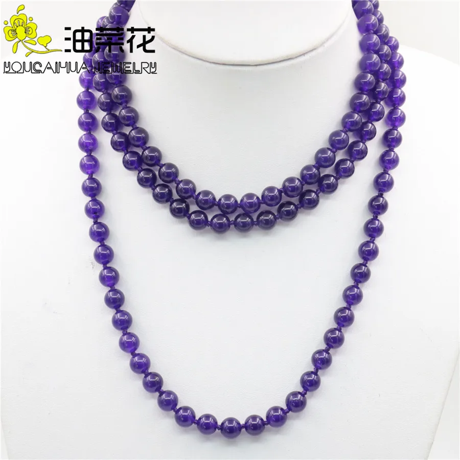 

8mm Rhodochrosite Accessory Chalcedony Beads Purple Crystal Necklace Stones Women Girls Gifts Party Balls Jewelry Making 50inch